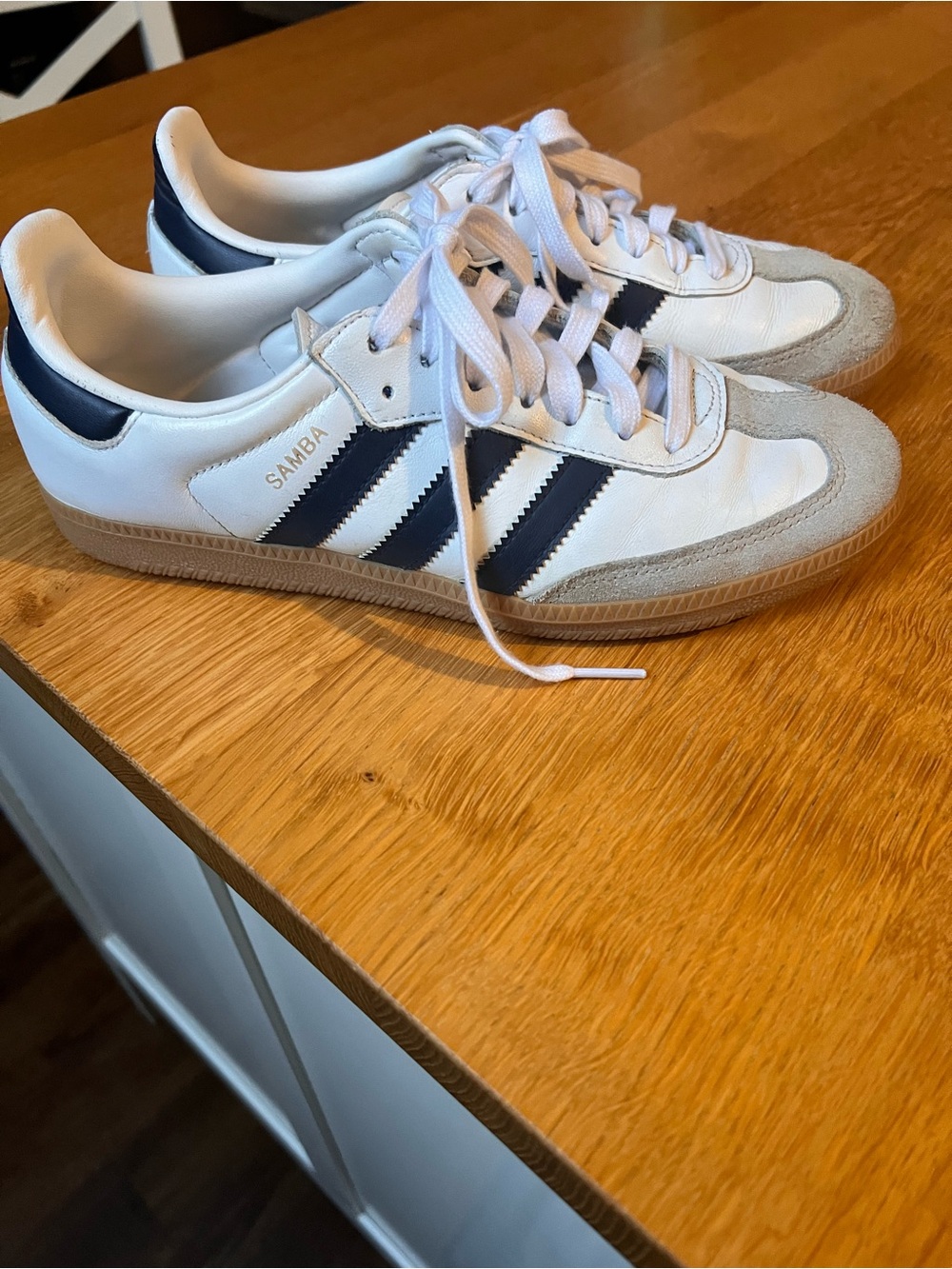 adidas OG Sambas in white night Indigo/collegiate navy edition